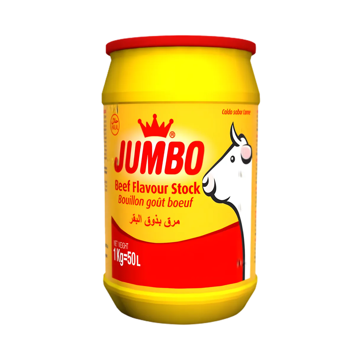 Bouillon poudre boeuf JUMBO - Assaisonnement polyvalent en pot de 1 kg, idéal pour soupes et sauces, dissolution rapide et goût intense.