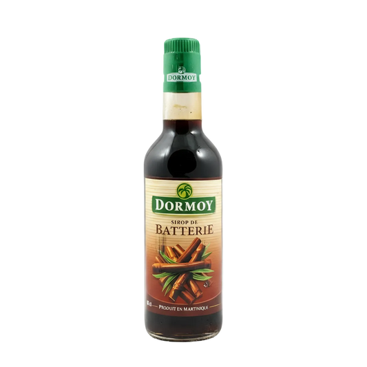 Bouteille de sirop de batterie DORMOY à base de canne à sucre, édulcorant naturel pour plats et desserts, catégorie condiments et sauces.