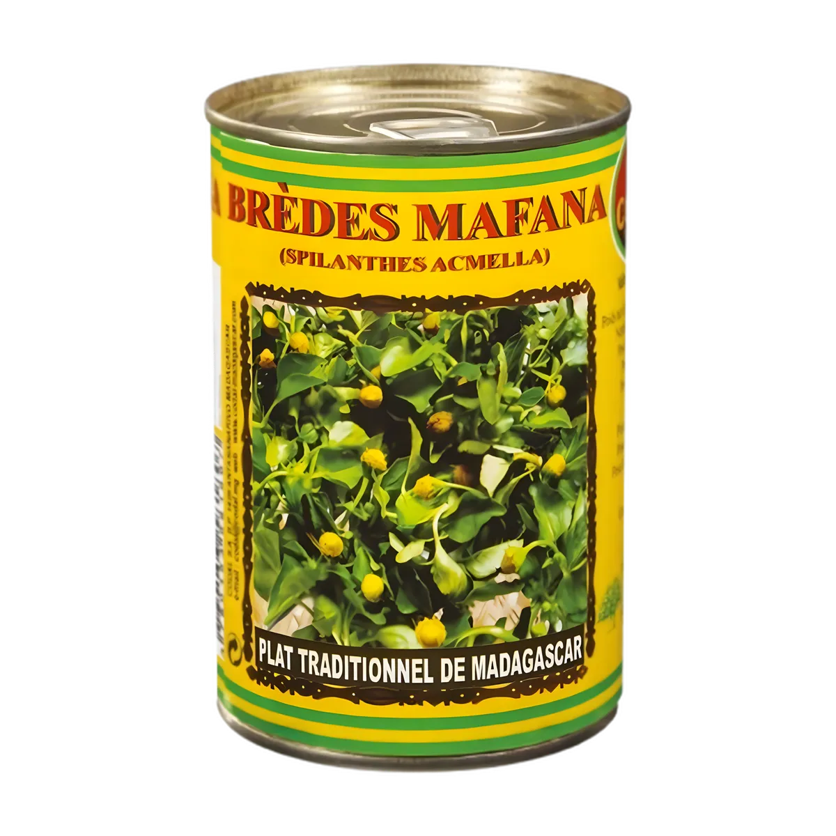 Conserve de brèdes mafana CODAL, plante culinaire comestible de Madagascar, idéale pour plats traditionnels et recettes exotiques.