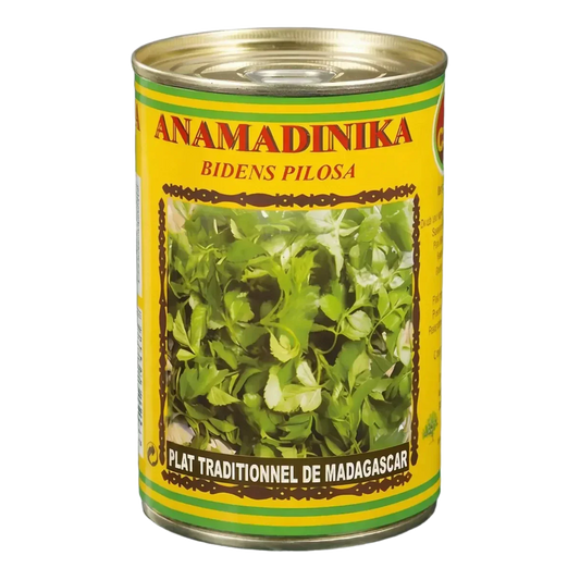 Conserve de brèdes sauvages Anamadinika CODAL (400g) : plat traditionnel de Madagascar en boîte.