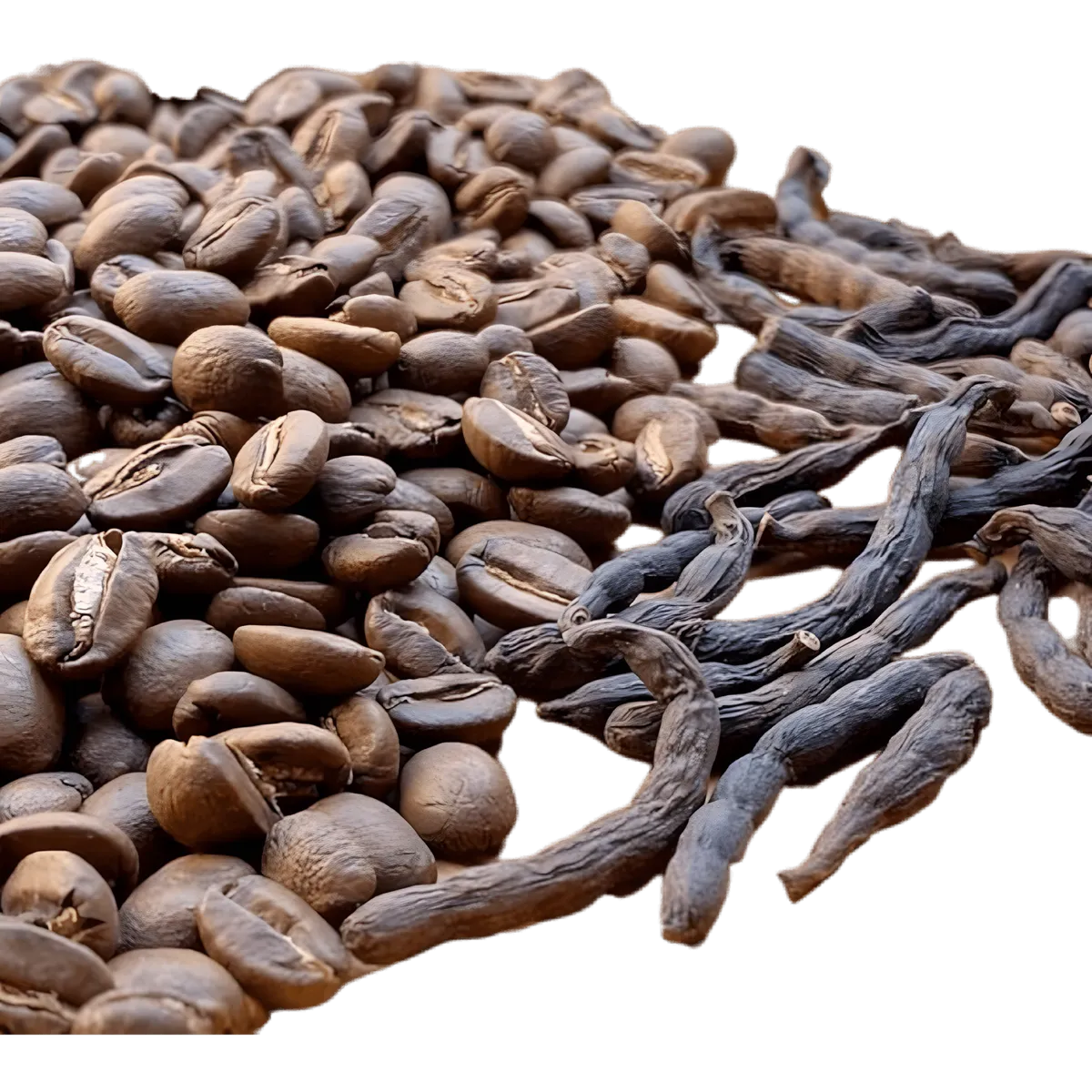 Grains de Café Touba BARKELOU avec poivre de Guinée, ingrédients du café touba traditionnel à la saveur intense et épicée.