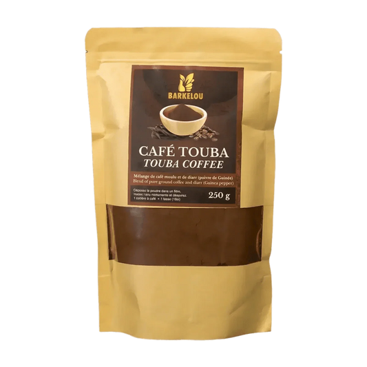 Gouden zakje Café Touba BARKELOU 250g: gemalen mengsel & diarr (Guinese peper).