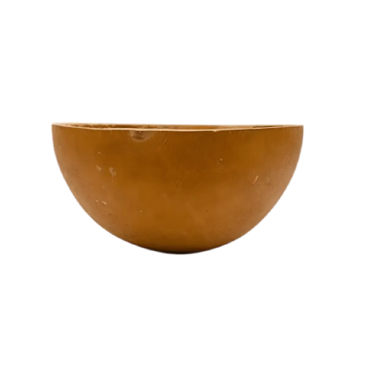 African calabash, medium size. A half light brown calabash on a black background.
