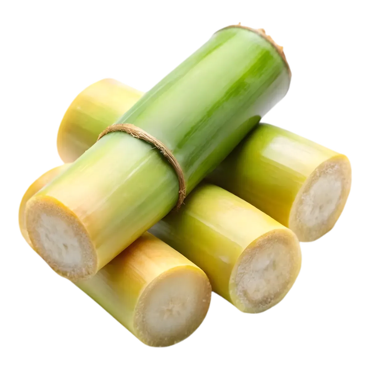 Canne à sucre naturelle fraîche coupée en tronçons, riche en sucre, idéale pour mâcher ou cuisiner. Produit végétal dans la catégorie Fruits & Légumes.