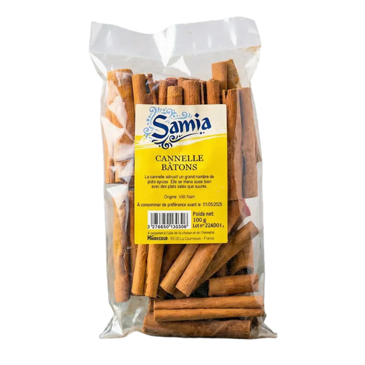 Transparent plastic bag of SAMIA cinnamon sticks.