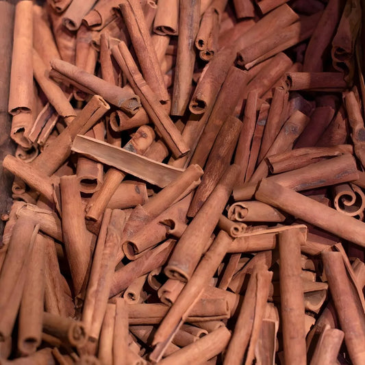 Bâtons de cannelle naturelle utilisés pour produire la cannelle moulue SAMIA - Cannelle Moulue Bio. Parfait pour recettes sucrées et salées.