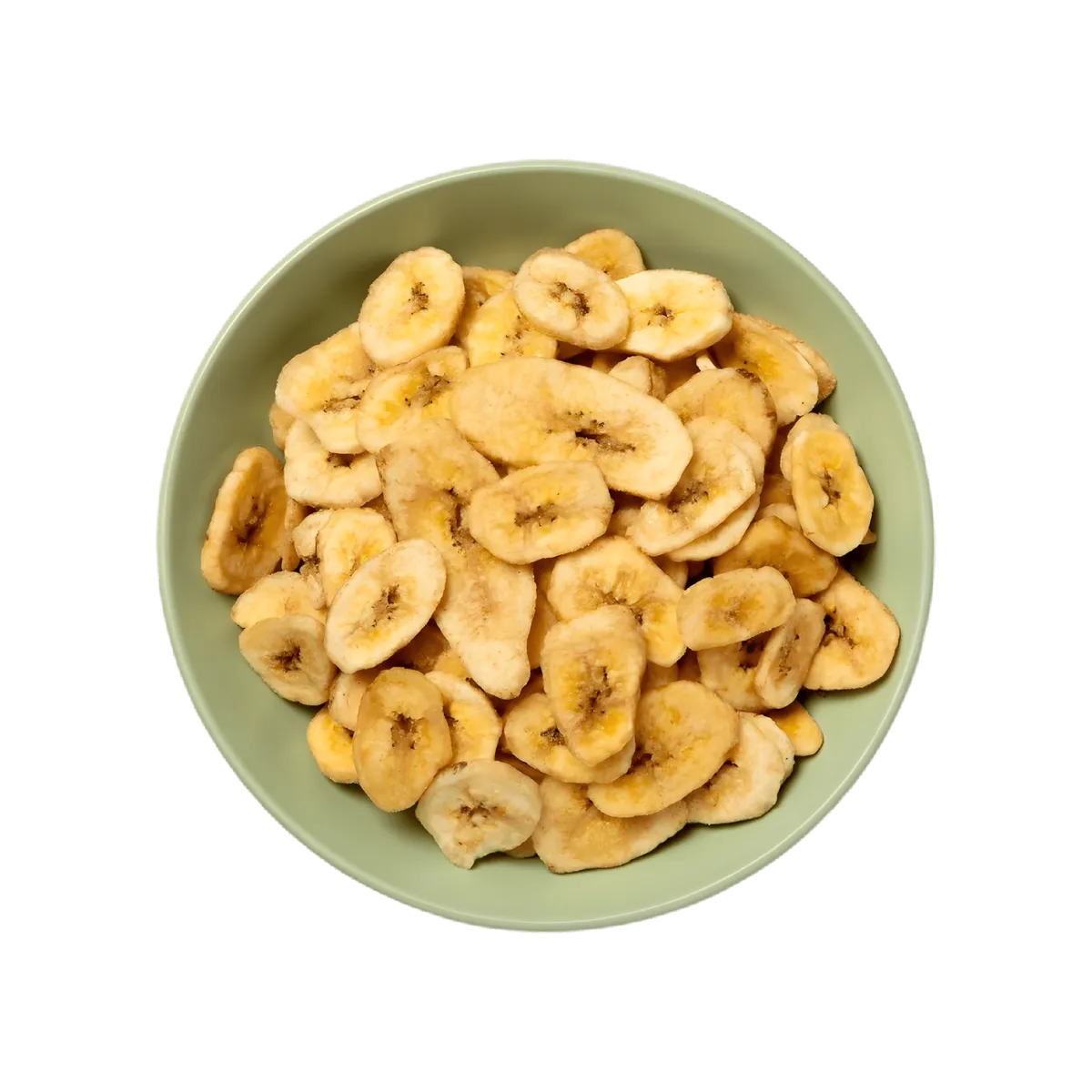 Bol rempli de chips de plantain sucrées N°1, texture dorée et croquante, parfaite pour une collation riche en saveurs naturelles.