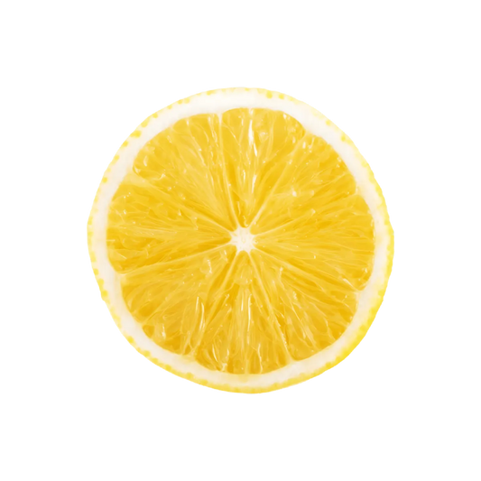 Tranche de citron jaune biologique montrant la pulpe juteuse, parfaite pour rehausser les plats avec une touche acidulée naturelle.