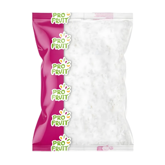 Emballage de coco râpée PROFRUIT surgelée, pulpe de noix de coco finement râpée, idéale pour recettes sucrées ou salées.