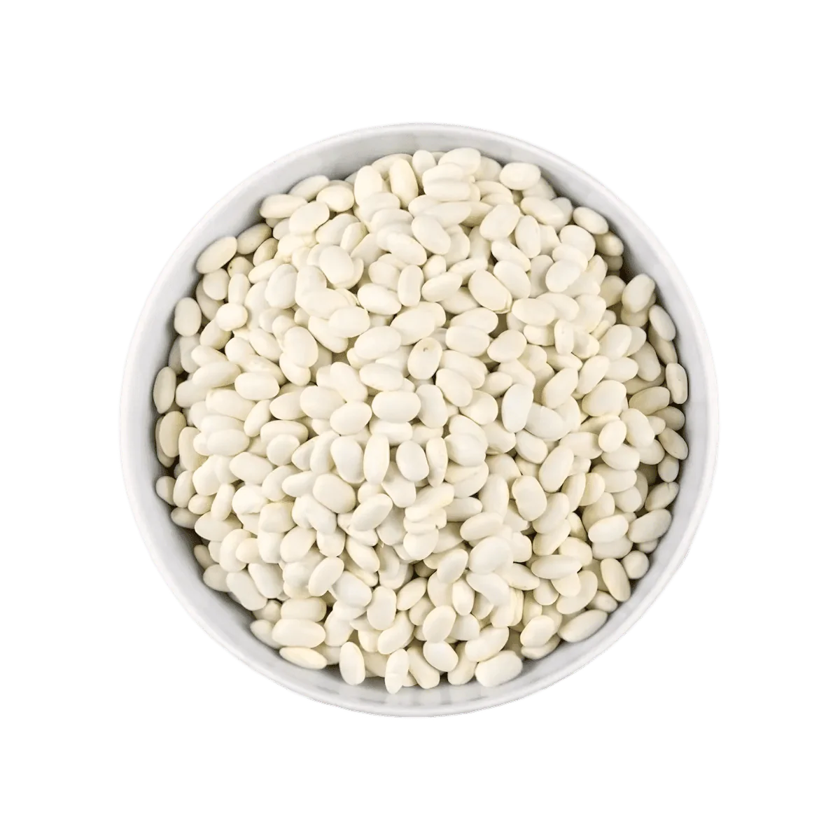 Bulk LEGUMOR white beans, presented in a white bowl.