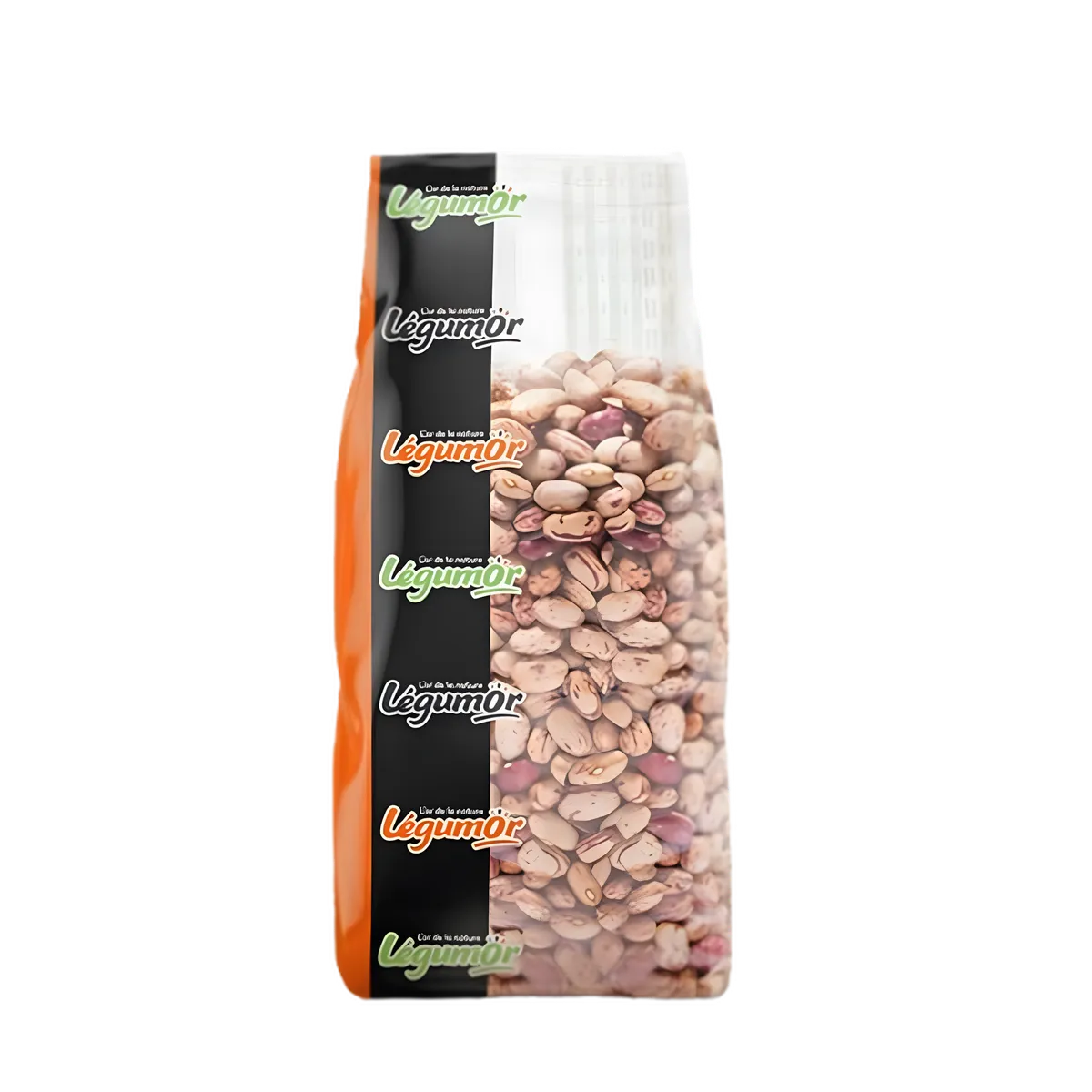 Cocos roses LEGUMOR - légumineuse nutritive en sachet transparent, idéale pour soupes et salades riches en protéines végétales.