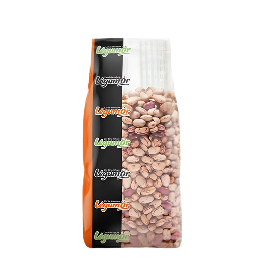 Cocos roses LEGUMOR - légumineuse nutritive en sachet transparent, idéale pour soupes et salades riches en protéines végétales.