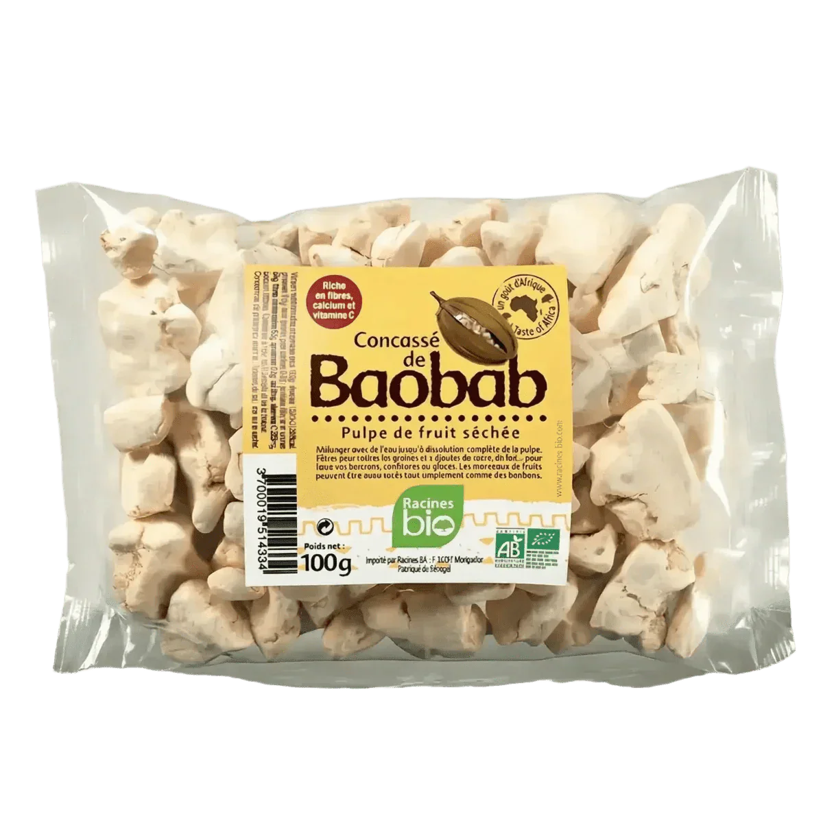 Concassé de baobab BIO RACINES — vue alternative packaging | Épicerie africaine — Sénégal NKOSI