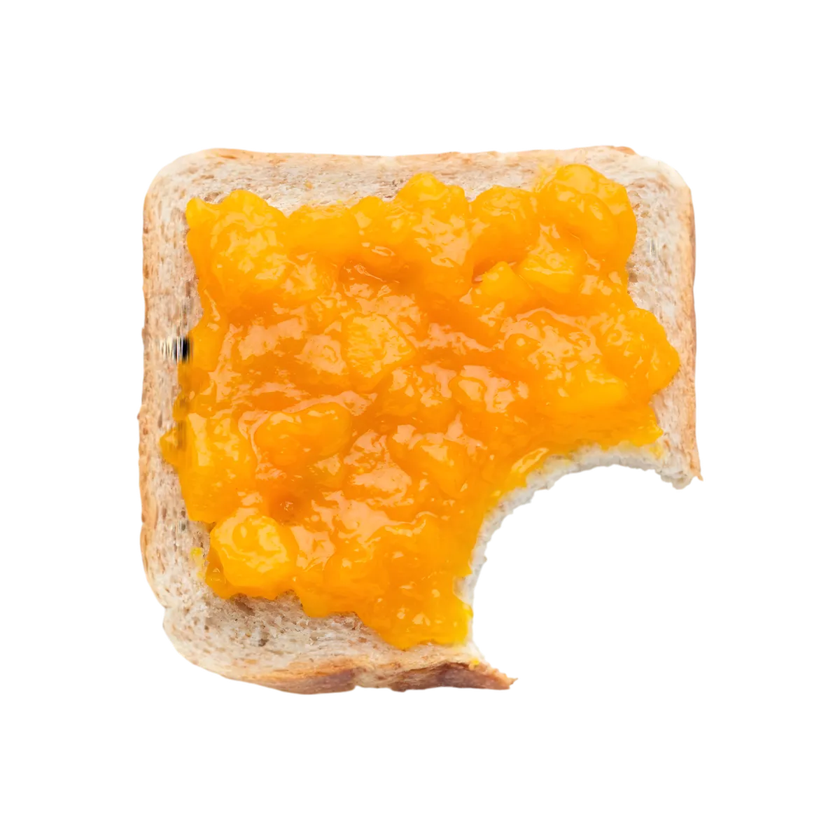 Tranche de pain avec confiture ananas RACINES BIO, texture onctueuse et morceaux visibles. Saveur fruitée parfaite pour les gourmands bio.