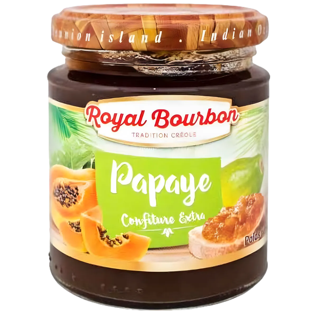 Confiture de Papaye ROYAL BOURBON - Confiture Papaye Tropique en pot, épicerie sucrée aux fruits exotiques, idéale pour tartines et desserts.