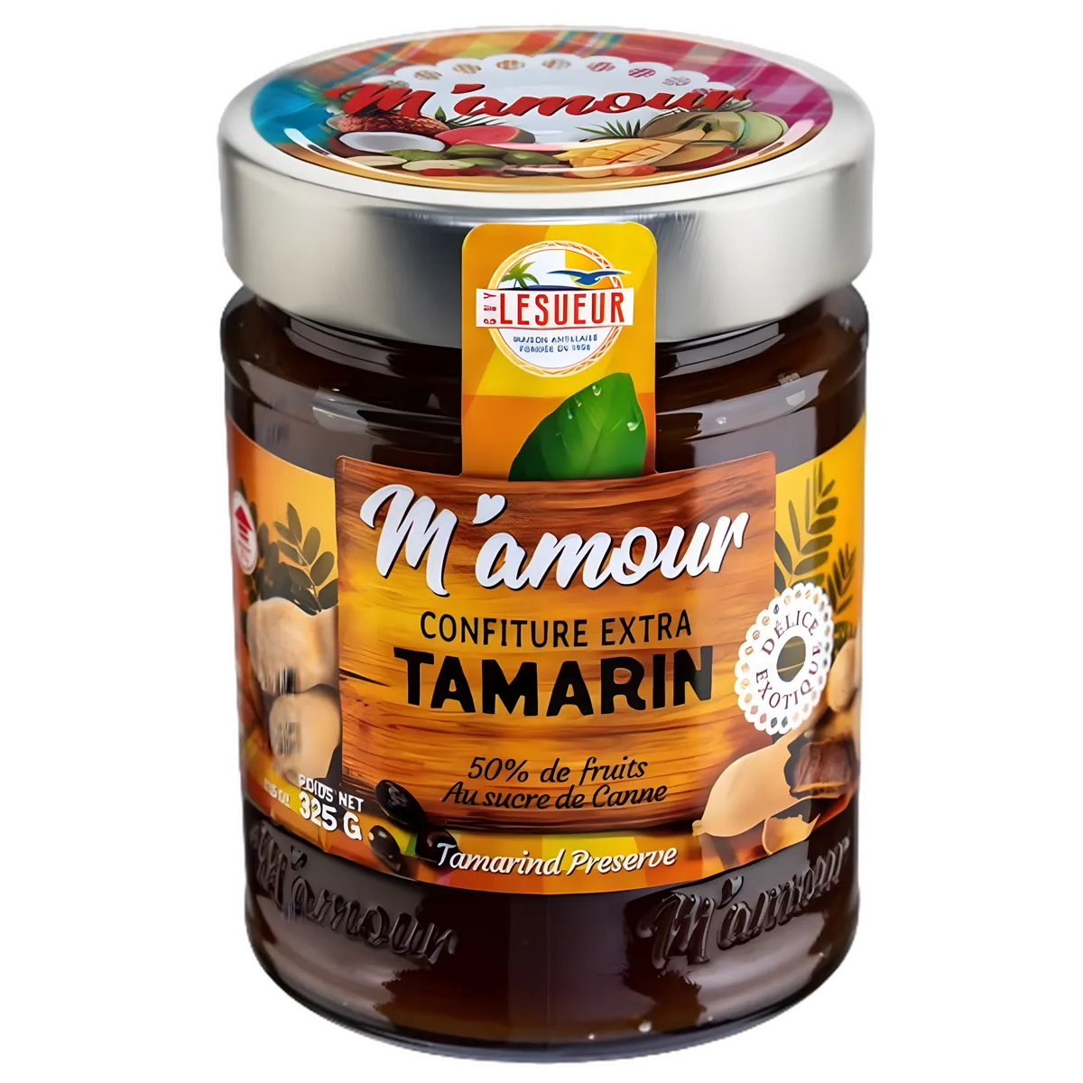 Confiture de tamarin M'AMOUR - Goût Unique | Gourmand en pot de 325g, 50% de fruits, au sucre de canne. Épicerie sucrée idéale pour tartines et desserts.