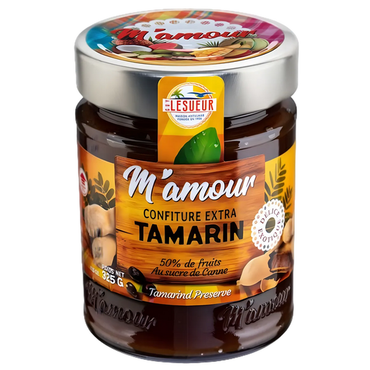Confiture de tamarin M'AMOUR - Goût Unique | Gourmand en pot de 325g, 50% de fruits, au sucre de canne. Épicerie sucrée idéale pour tartines et desserts.