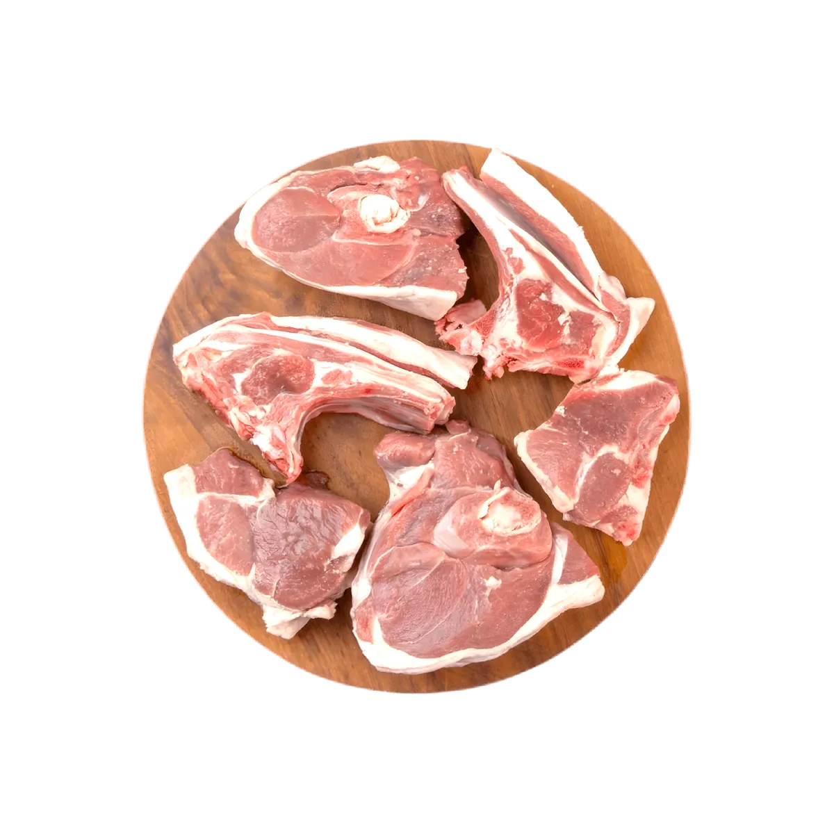 Assortiment de côtes de porc avec os sur planche en bois, viande savoureuse et juteuse pour cuisson gourmande. Texture tendre et goût prononcé.