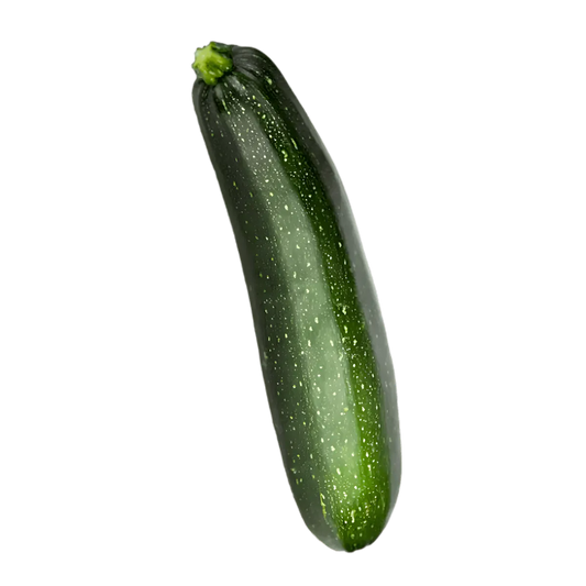 Courgette entière à la texture croquante et peau verte brillante, légume polyvalent idéal pour recettes saines et plats variés.