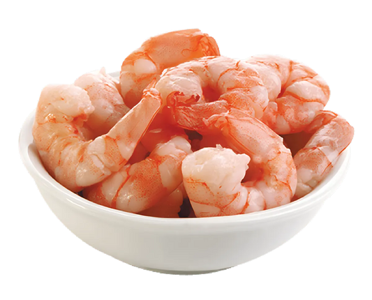 Bol de crevettes cuites décortiquées - Saveur et Praticité, parfaites pour salades, pâtes ou apéritifs. Produit de la catégorie poisson surgelé.