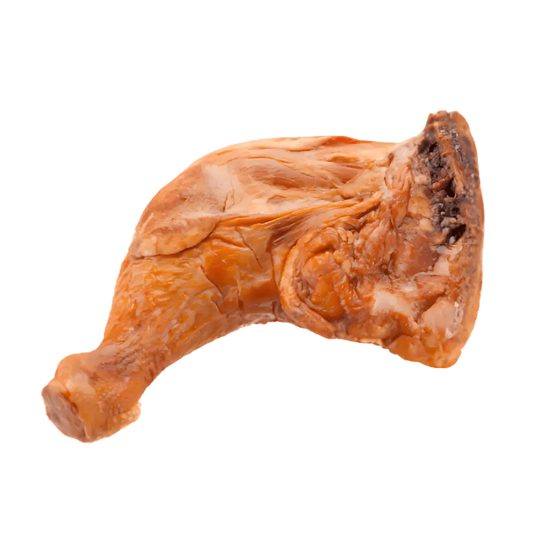 Cuisse pintade fumée entière avec peau dorée, saveur riche et authentique. Volaille surgelée idéale pour plats festifs et cuisine traditionnelle.