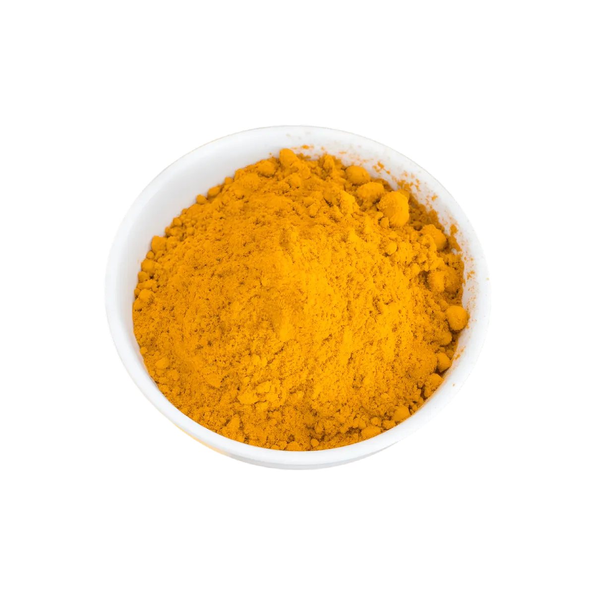 Poudre de curcuma Bourbon MAISON RAMA dans un bol blanc, couleur dorée intense, idéale pour relever vos plats salés.