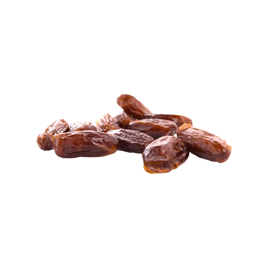 Dates PROFRUIT entières, brun foncé et brillantes, présentées en vrac. Parfaites pour les rayons fruits secs et collations naturelles.