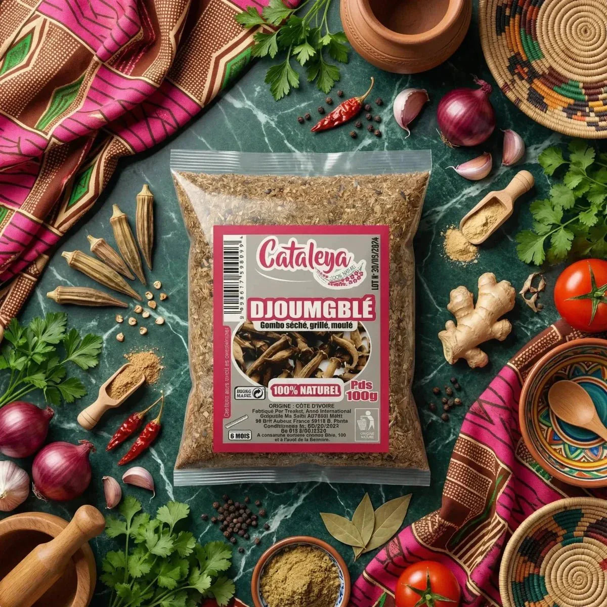 Sachet de Djoumblé CATALEYA (gombo séché, grillé.