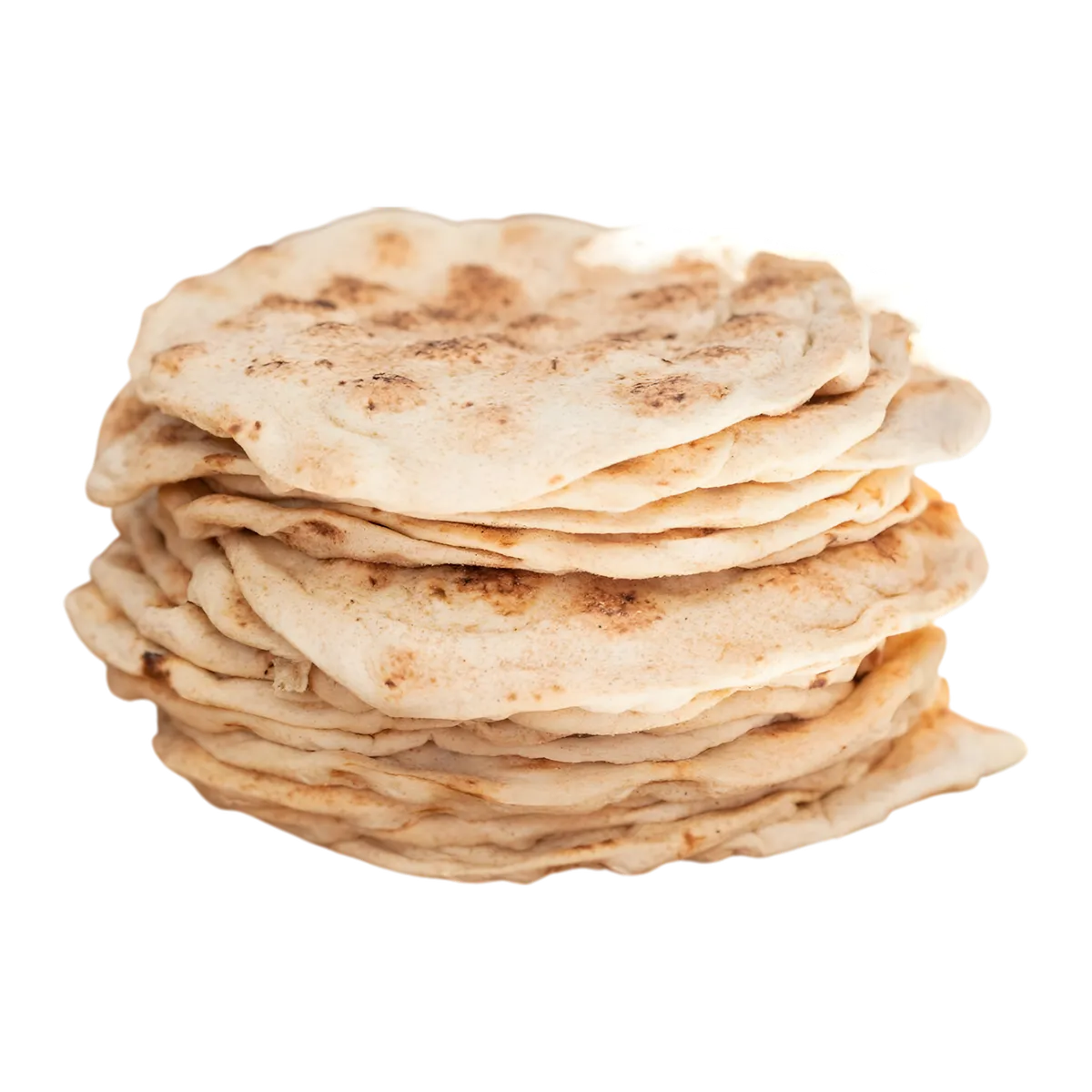 Pile de galettes Dürüm petit 8x25cm SAMIA non emballées. Texture souple parfaite pour wraps chauds ou froids faits maison.