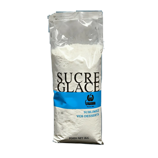 Sucre glace GIRAUDON - Ingrédient pâtisserie conditionné en sachet de 1 kg, idéal pour glaçages et décorations sucrées.