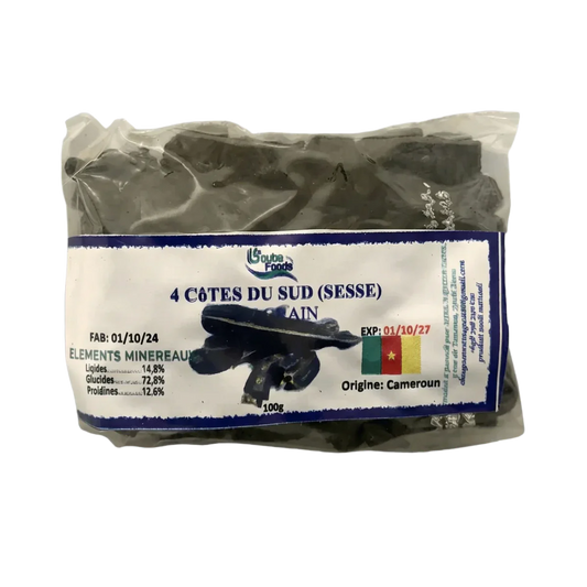 Sachet d'épices 4 Côtés du Sud (Essessè) de Goubeds Foods: épices noires emballées.