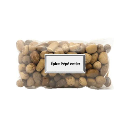 Épice Pépé entier - Grains de Pépé Cuisine en sachet transparent, parfaits pour relever plats de viande, légumes et sauces.