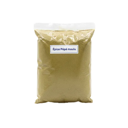 Épice Pépé moulu - Épice moulue traditionnelle en sachet transparent, idéale pour relever les plats africains avec une saveur intense.