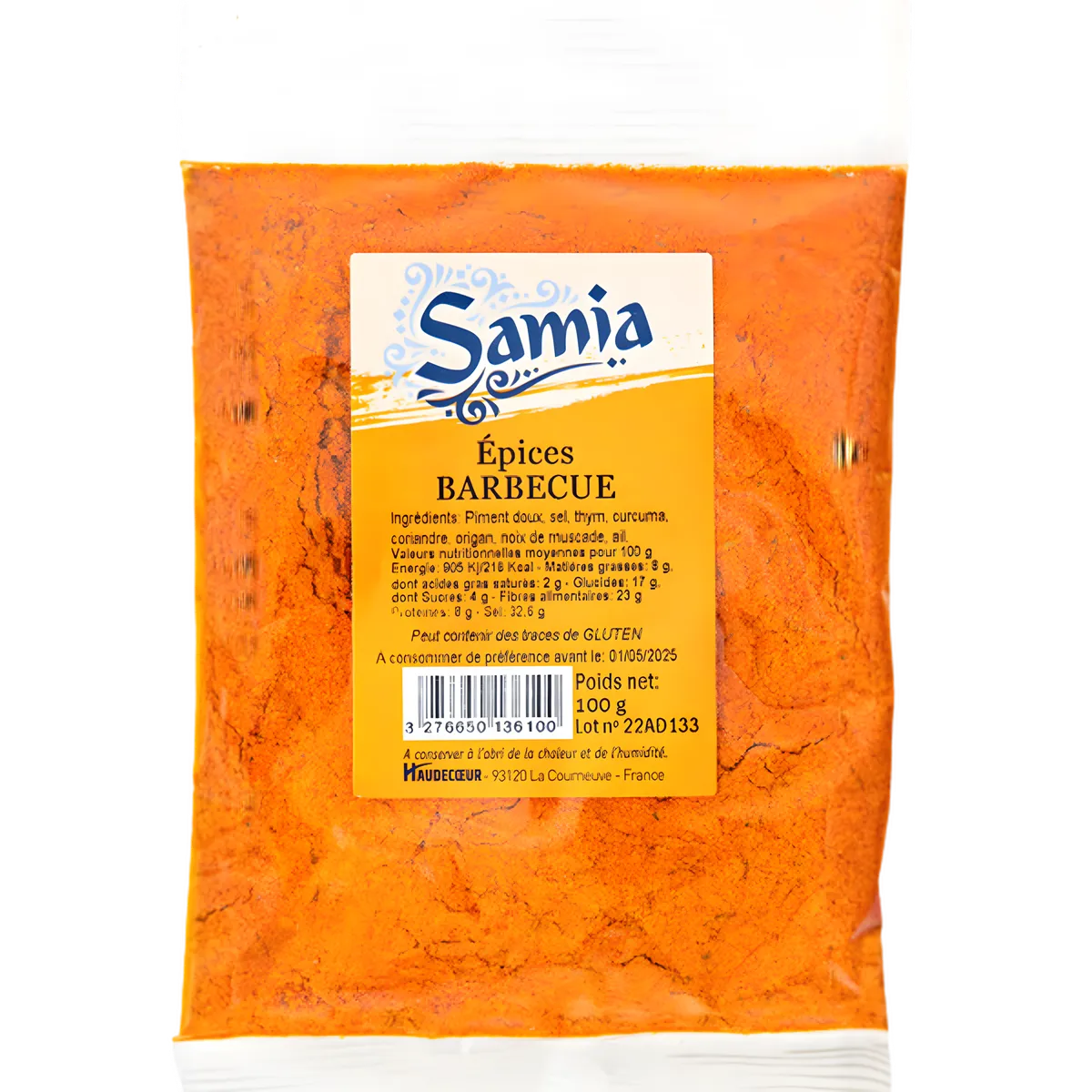 Sachet d'épices pour barbecue SAMIA - Épices Barbecue Samia | Saveurs équilibrées, parfait pour assaisonner viandes, poissons et légumes grillés.