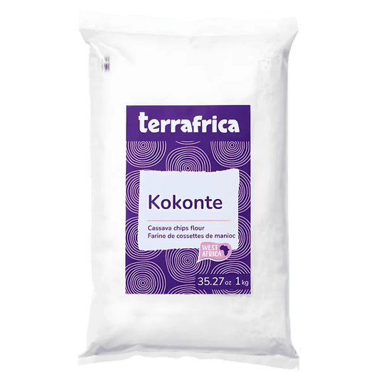 Farine de cossettes de manioc Kokonte TERRAFRICA 1kg en sachet, idéale pour recettes africaines traditionnelles - ÉPICERIE SALÉE - NKOSI.