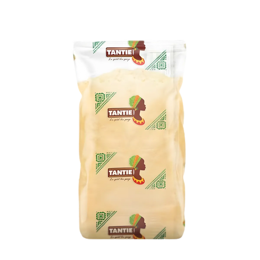 Farine de maïs TANTIE - Farine Jaune Utilisations Diverses en sachet transparent avec logo TANTIE, idéale pour l'épicerie salée.