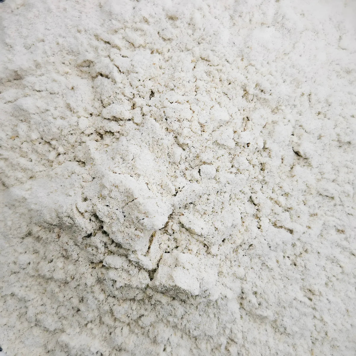 Zoom sur la texture fine et naturelle de la Farine de Mil RACINES BIO, ingrédient bio parfait pour pâtisseries et plats salés.