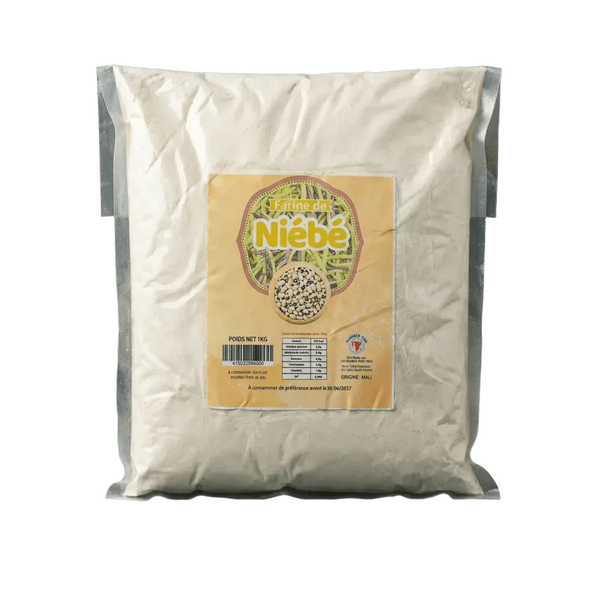 Bag of Number One cowpea flour. Close-up of the product packaging.