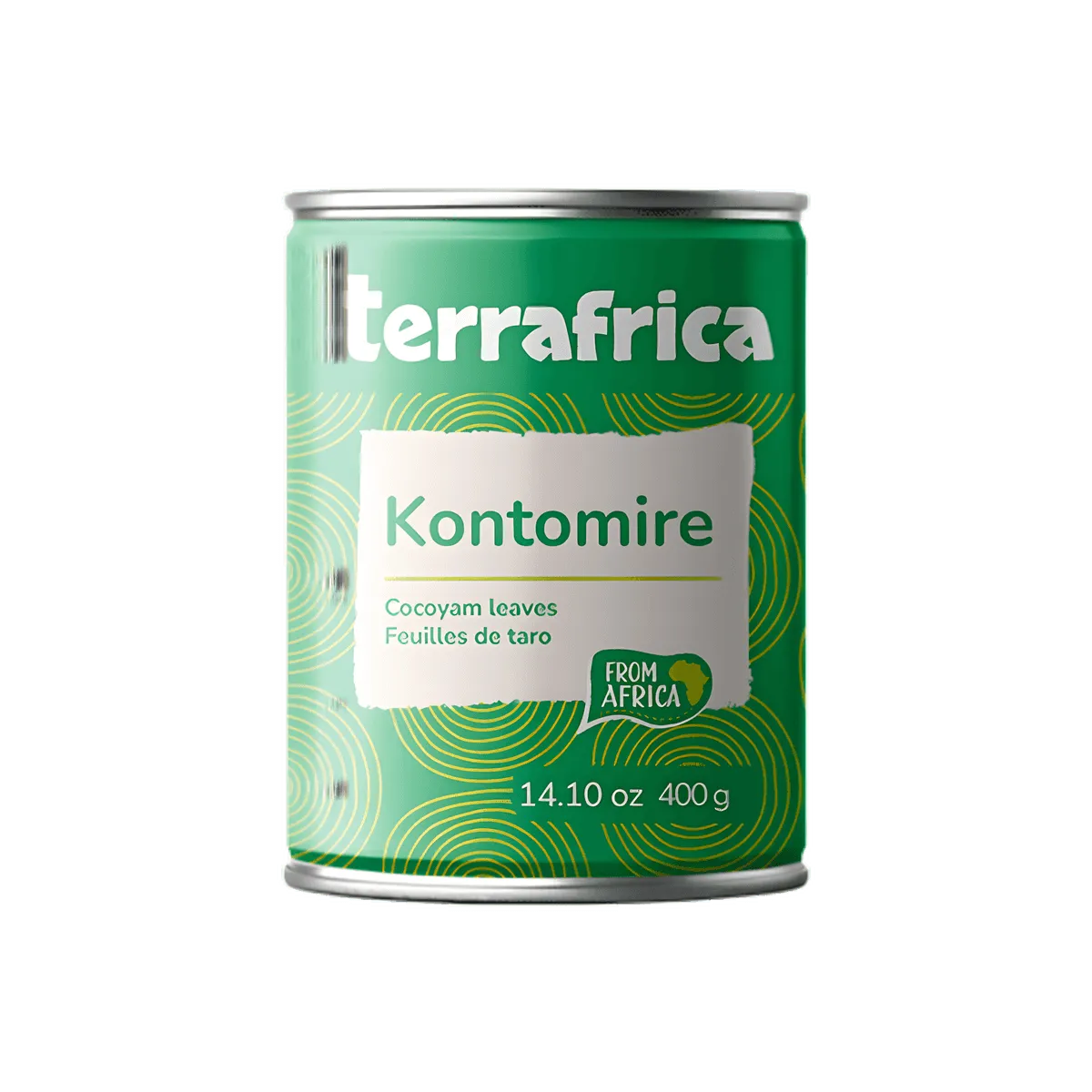 Conserve de feuille de taro Kontomire TERRAFRICA 400g, légume en boîte prêt à cuisiner, spécialité d'épicerie salée africaine.