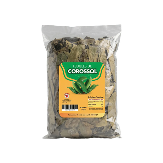 Zakje met bladeren van zuurzak NUMBER ONE, 50g. Close-up van het verpakte product.