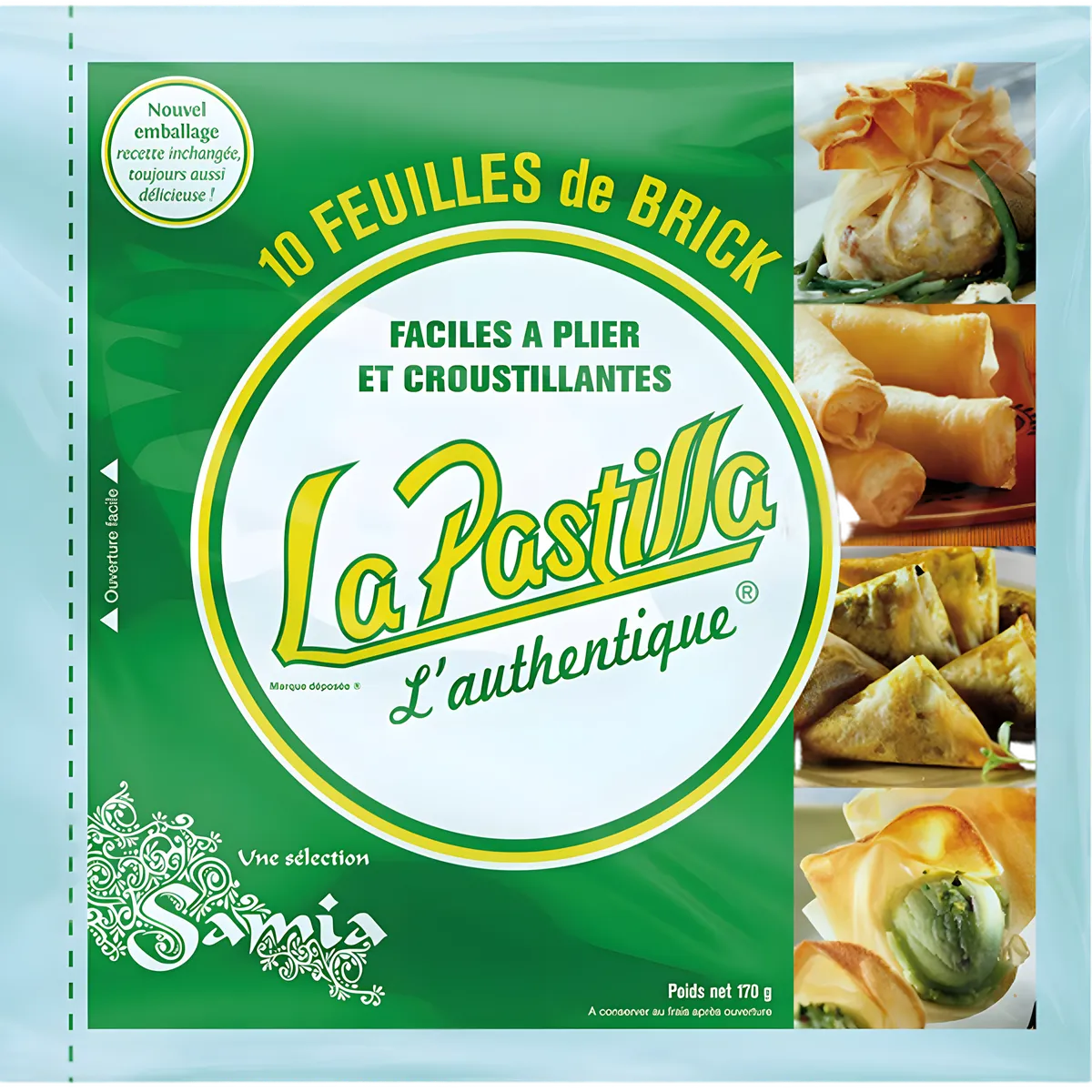 Feuilles de brick LA PASTILLA - Feuilles de brick cuisine pliables et croustillantes, emballage de 10 feuilles pour recettes salées ou sucrées.