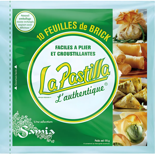 Feuilles de brick LA PASTILLA - Feuilles de brick cuisine pliables et croustillantes, emballage de 10 feuilles pour recettes salées variées.