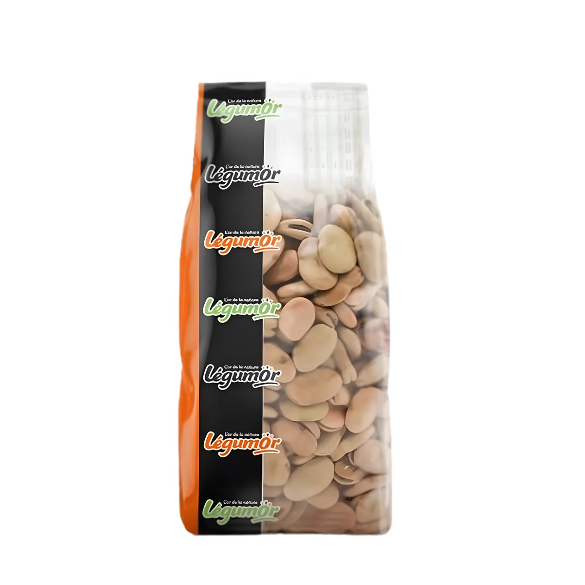 Fèves LEGUMOR en sachet transparent, riches en protéines végétales, idéales pour l'épicerie salée et les plats équilibrés.