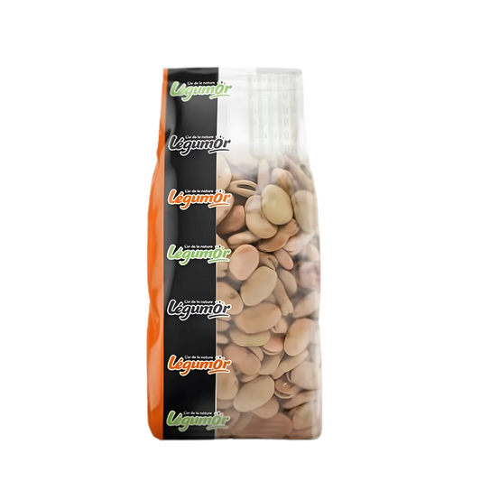 Fèves LEGUMOR en sachet transparent, riches en protéines végétales, idéales pour l'épicerie salée et les plats équilibrés.