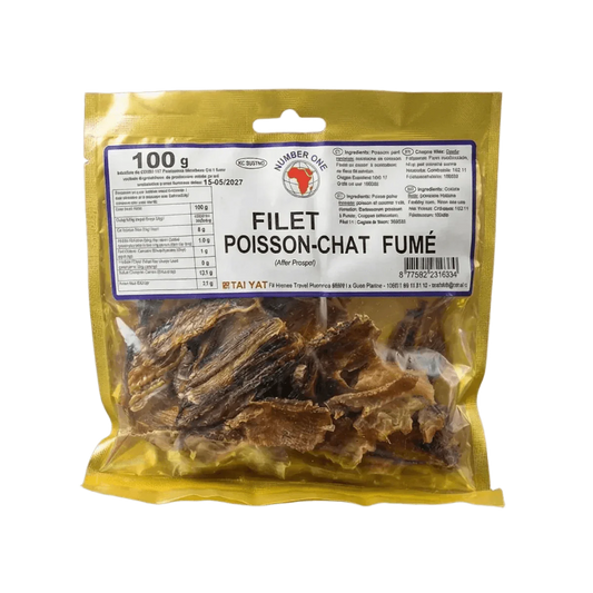 Filet de poisson chat fumé NUMBER ONE dans son emballage gold.