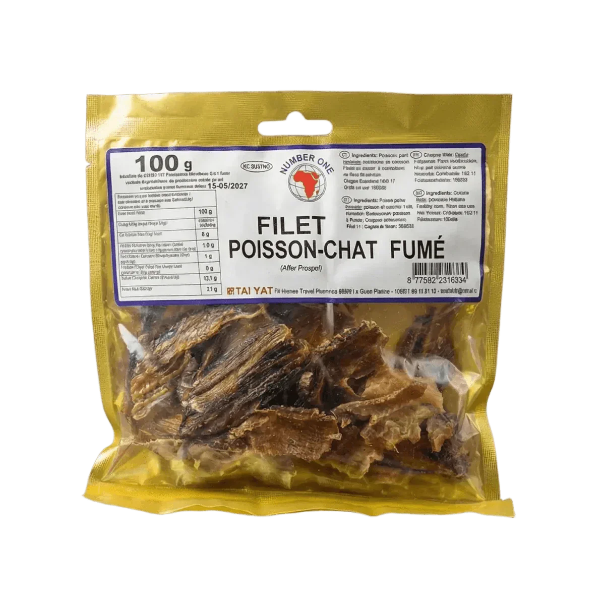 Gerookte meervalfilet NUMBER ONE — ingrediënten en textuur zichtbaar | Afrikaanse kruidenwinkel NKOSI
