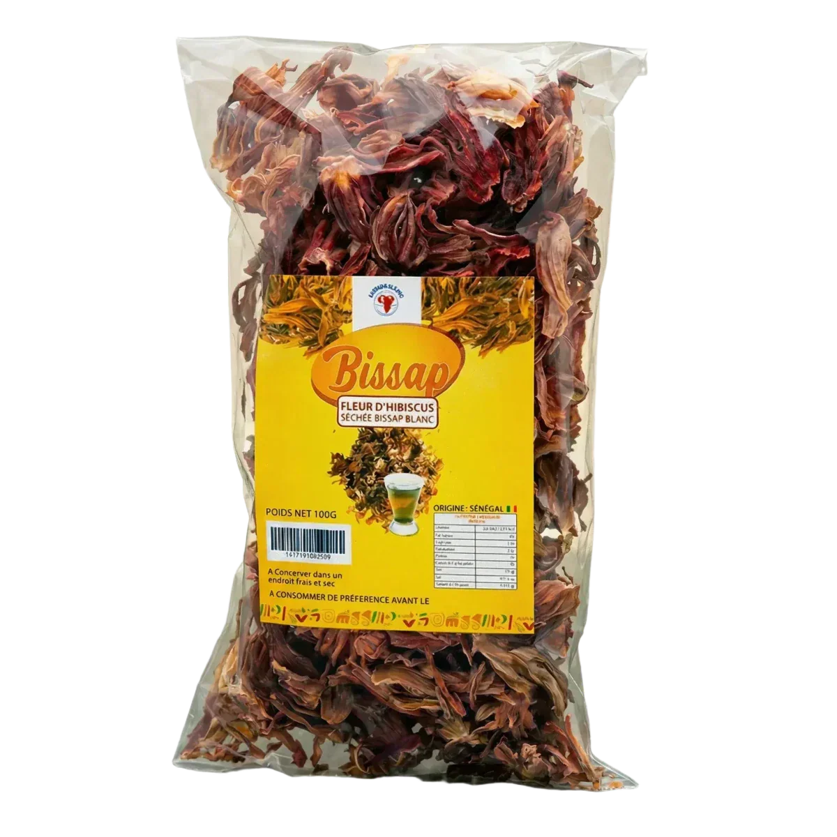 Witte hibiscusbloem NUMBER ONE — ingrediënten en textuur weergave | Afrikaanse kruidenwinkel NKOSI