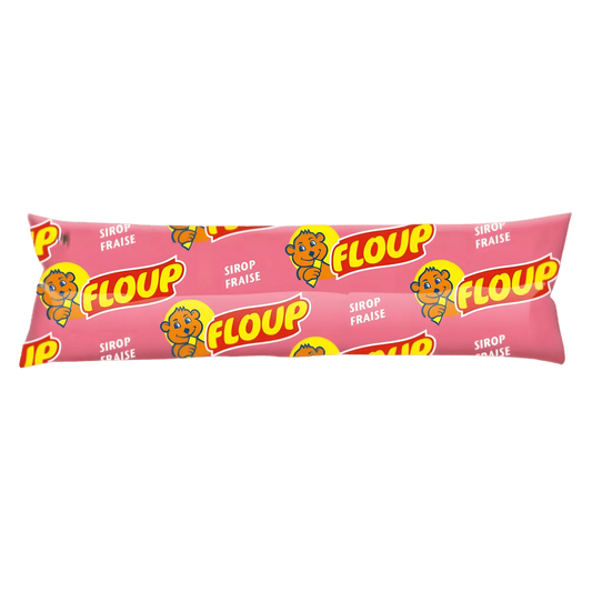 Floup fraise - ÉPICERIE SUCRÉE - NKOSI, bâtonnet glacé à l’eau aromatisé à la fraise, emballage rose avec mascotte enfantine, dessert glacé pratique.