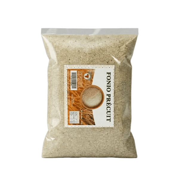 Paquet de fonio précuit NUMBER ONE de 1 kg. Produit céréalier en gros plan sur fond vert.