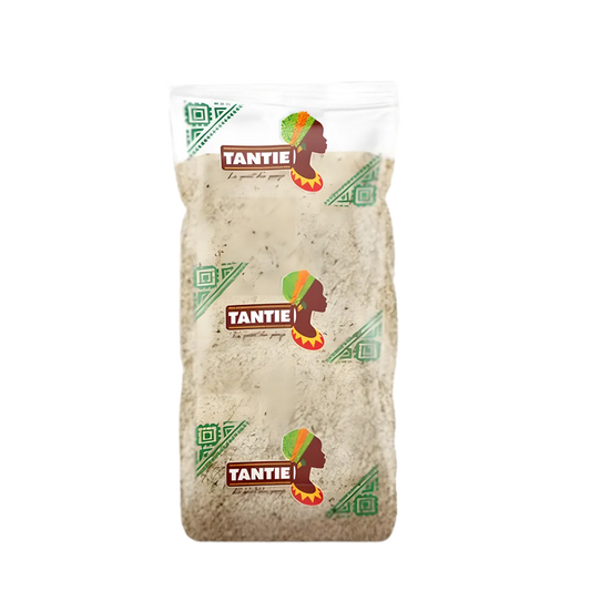Paquet de Fonio TANTIE - Céréale ouest-africaine en sachet transparent, idéale pour plats salés, sauces et accompagnements légers.
